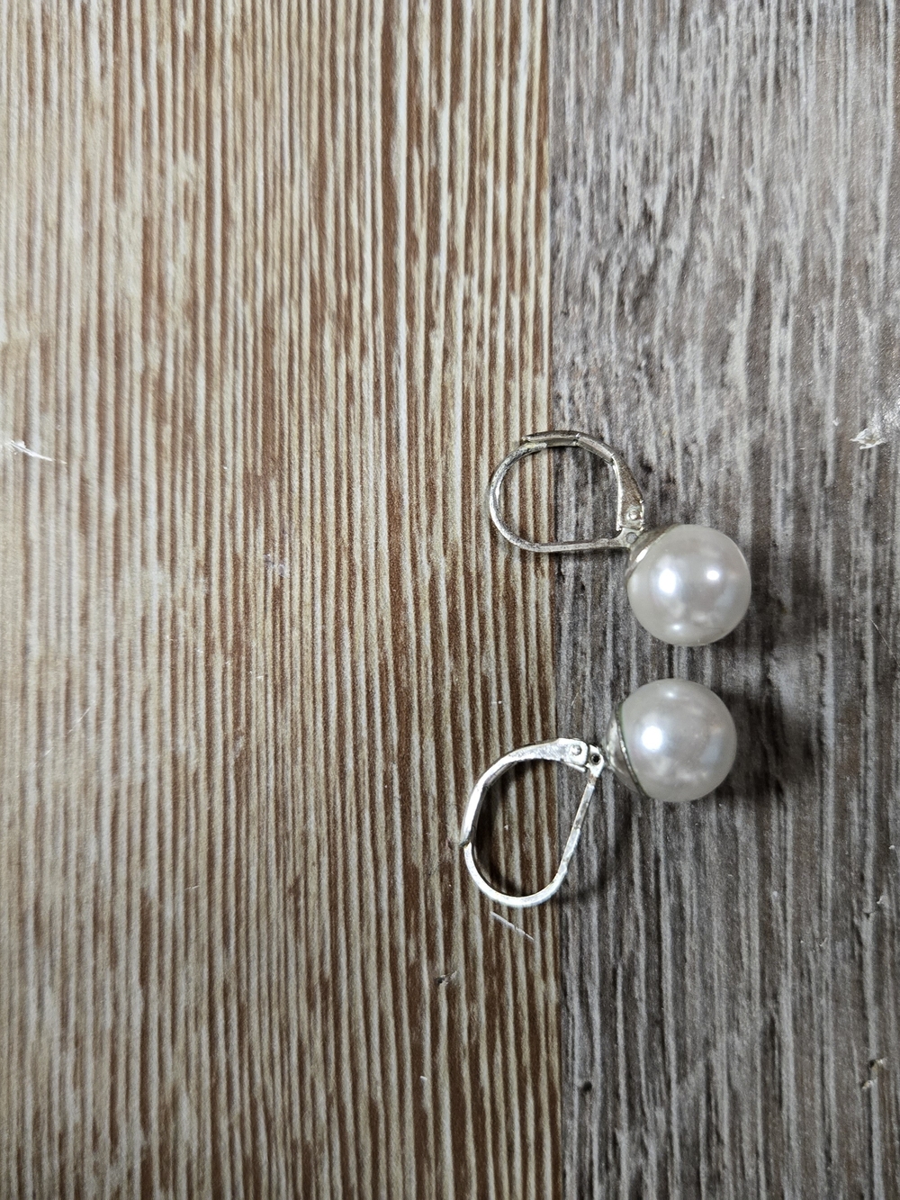 Classic White Pearl Drop Earrings with Silver Leverback